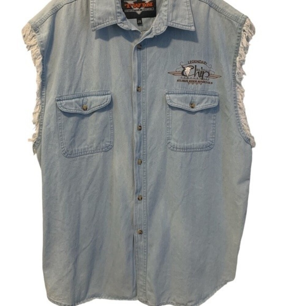 Twin motorcycle appeal Vintage 2004 cut off sleeves button up shirt Men’s 2X
